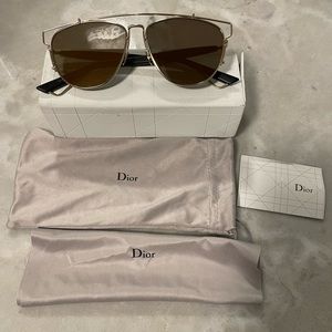 Gold Dior Reflective Mirror Sunglasses